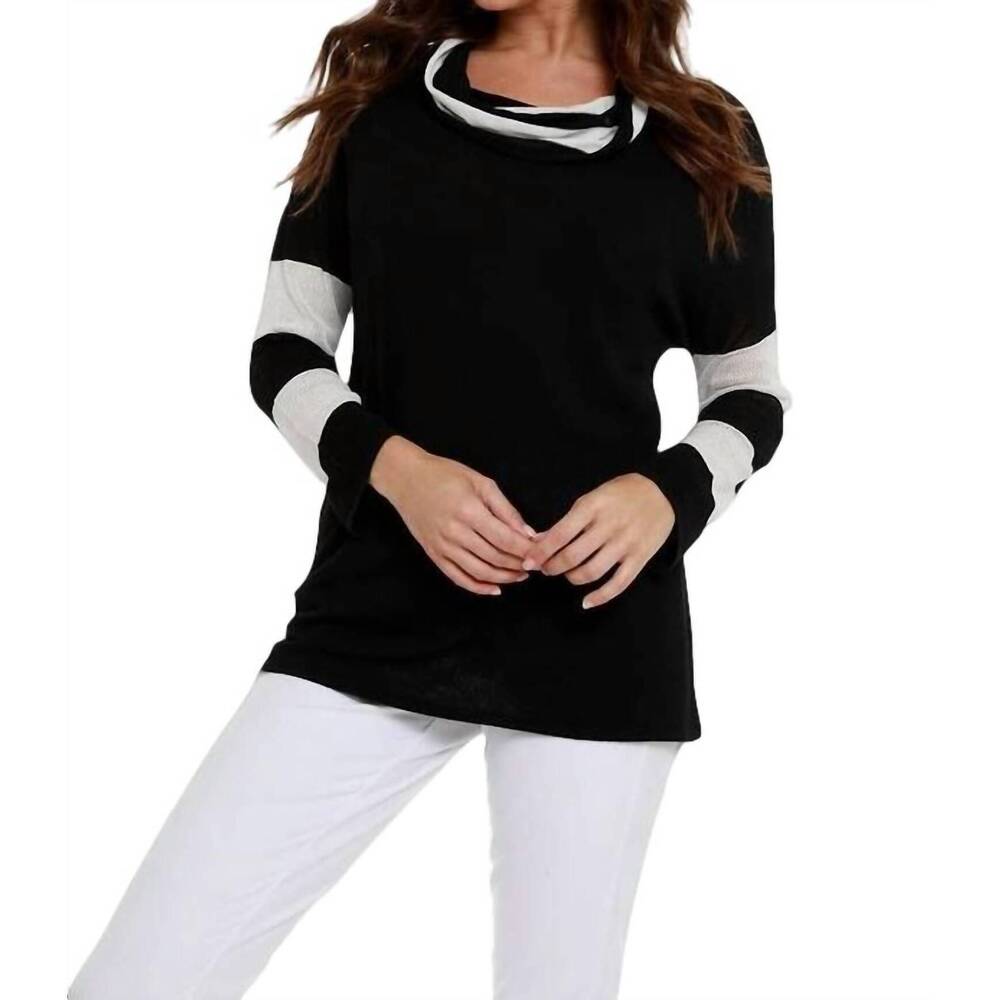 NEW ANGEL striped cowl neck sweater in black multi
